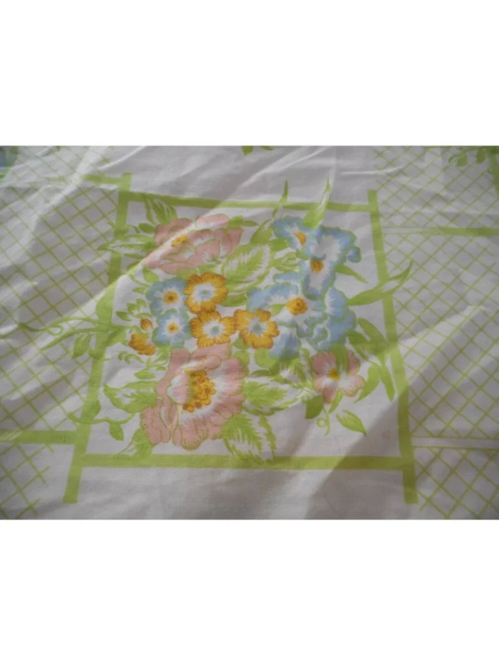 Vintage Cannon Monticello 50/50 cotton poly green Floral Standard Pillowcase